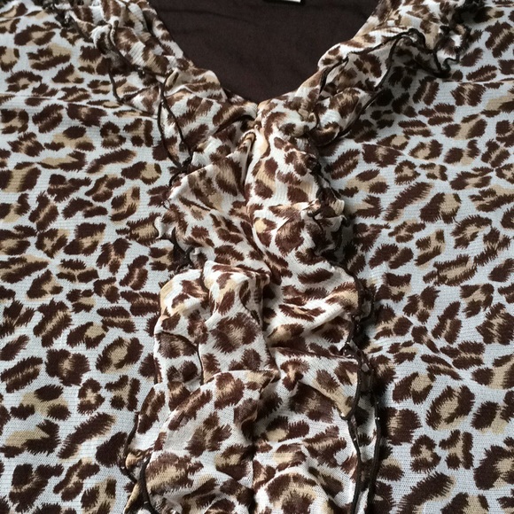 Semi Sheer Ruffle Leopard Blouse - Picture 4 of 7